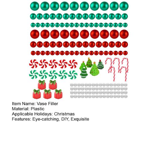 Christmas Vase Filler Decoration Plastic Green Red Cane Canes Water Beads Faux Pearls Ornaments for Wedding Centerpiece Christmas Party Decor