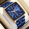 Waterproof Watch For Men Casual Sports Luminous Men's Quartz Wristwatches Stainless Steel Square Chronograph Reloj Hombre