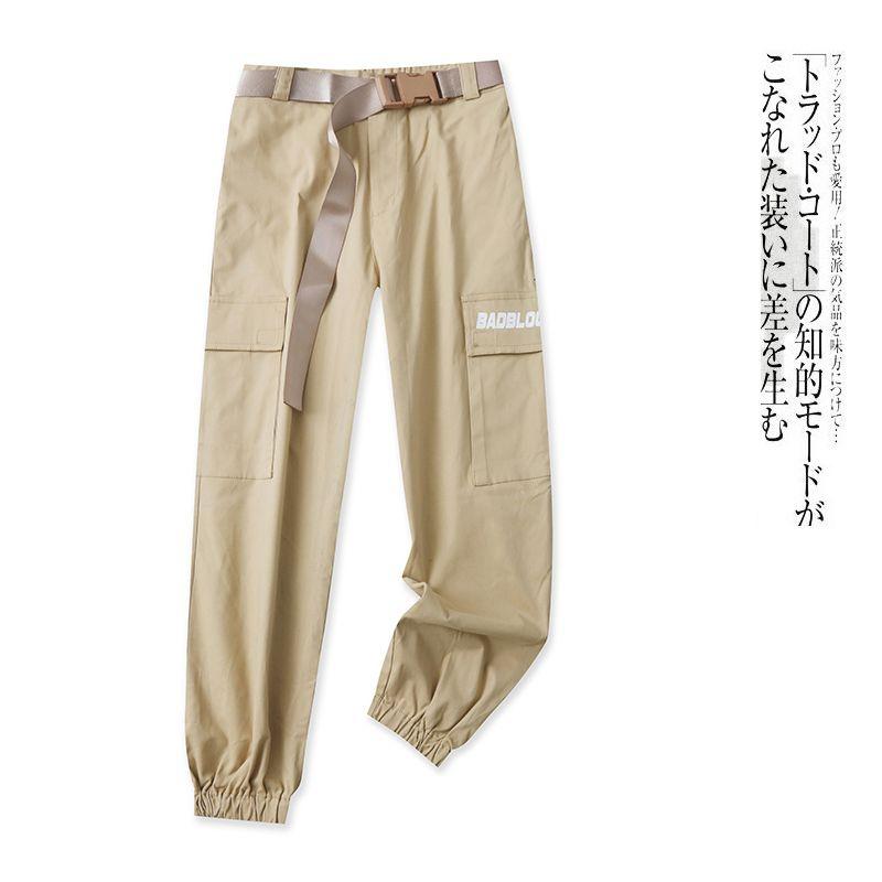 Casual Working Pants Spring and Autumn New Design for Lovers Half Elastic High Waist Zipper Hasp Letter Drawstring Trousers 27930
