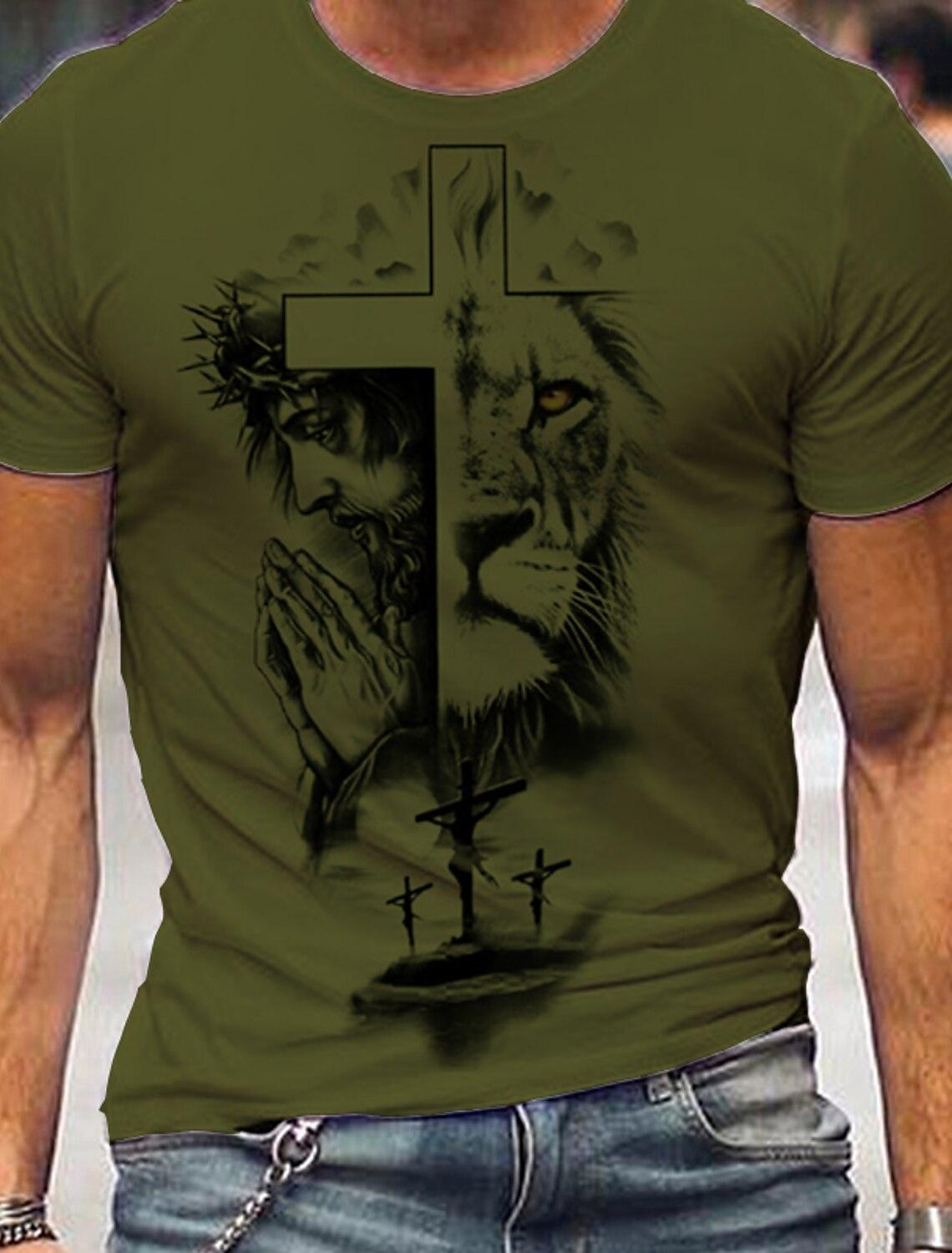 

Летняя винтажная мужская футболка с рисунком льва 3D-принтом, модный короткий рукав, мужская одежда, свободная футболка, повседневная уличная одежда 6XL серый