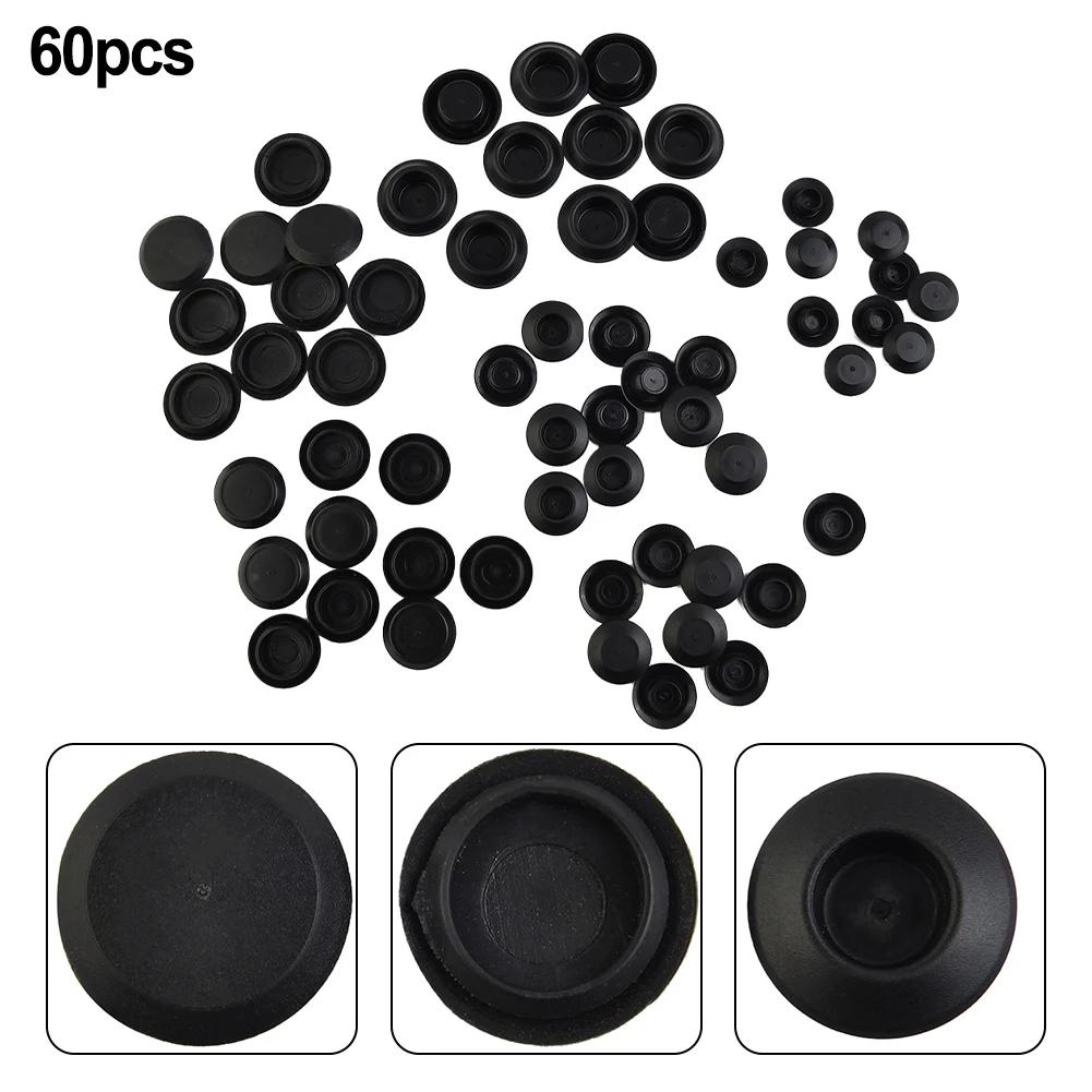 60 Pezzi Tappi Foro Neri in Plastica per Montaggio a Filo per Auto Assortimento per Lamiera Carrozzeria Auto 1/2" 3/4" 3/8" 7/8" Modanature Esterne