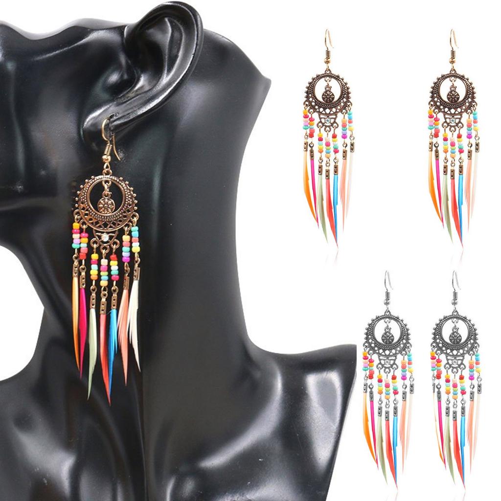 Multipurpose Elegant Styles Feathers Fringe Earrings Comfortable All Day Casual Wear Jewelry Accessories Daily Use