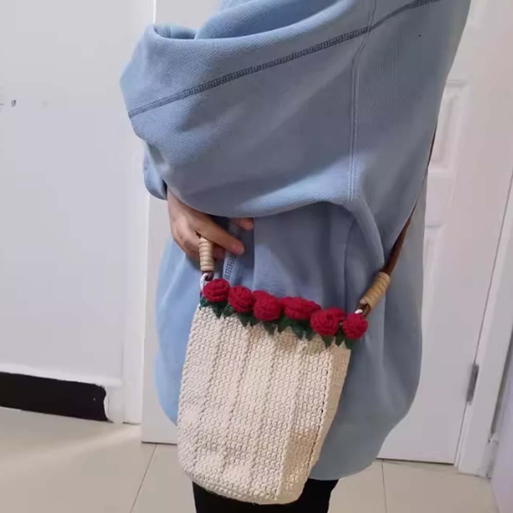 Creative Bucket Pouch Material Kit Soft Crocheted Bouquet Handbag  For Girlfriend and Mom Gift