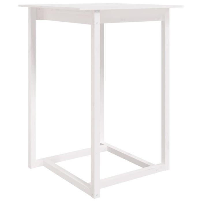 822183 vidaXL Table de bar Blanc 80x80x110 cm Bois massif de pin