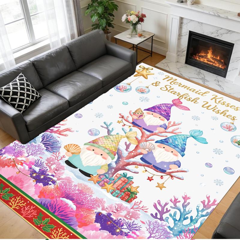 Christmas Printed Square Area Rug Soft Non Slip Floor Carpet For Bedroom Holiday Gift