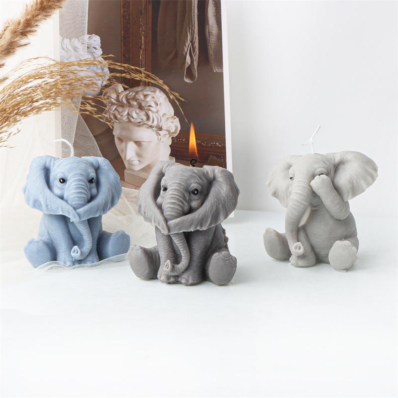 Elephant Silicone Candle Mold DIY No See Hear No Speak Elephant Shapes Candles Gypsum Animal Themed Home Decor