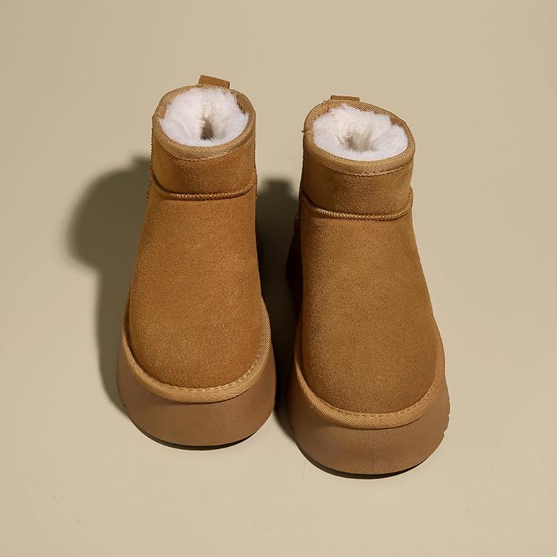 Fashion Thick Sole Soft Felt Shoes For Women 2025 Winter Warm Ankle Boots Comfortable Women's Petite High Heel Cotton Snow Boots