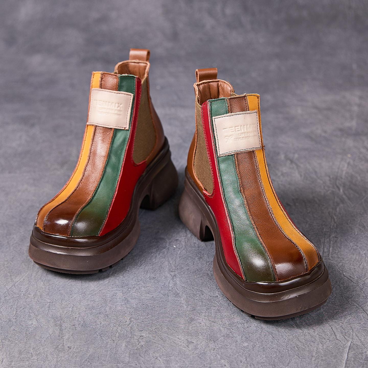 

Модные GKTINOO Осенне-зимние Ретро Женские Ботильоны из Натуральной Кожи на Квадратном Каблуке, Обувь на Толстой Подошве, Повседневные Женские Ботинки на Платформе 40