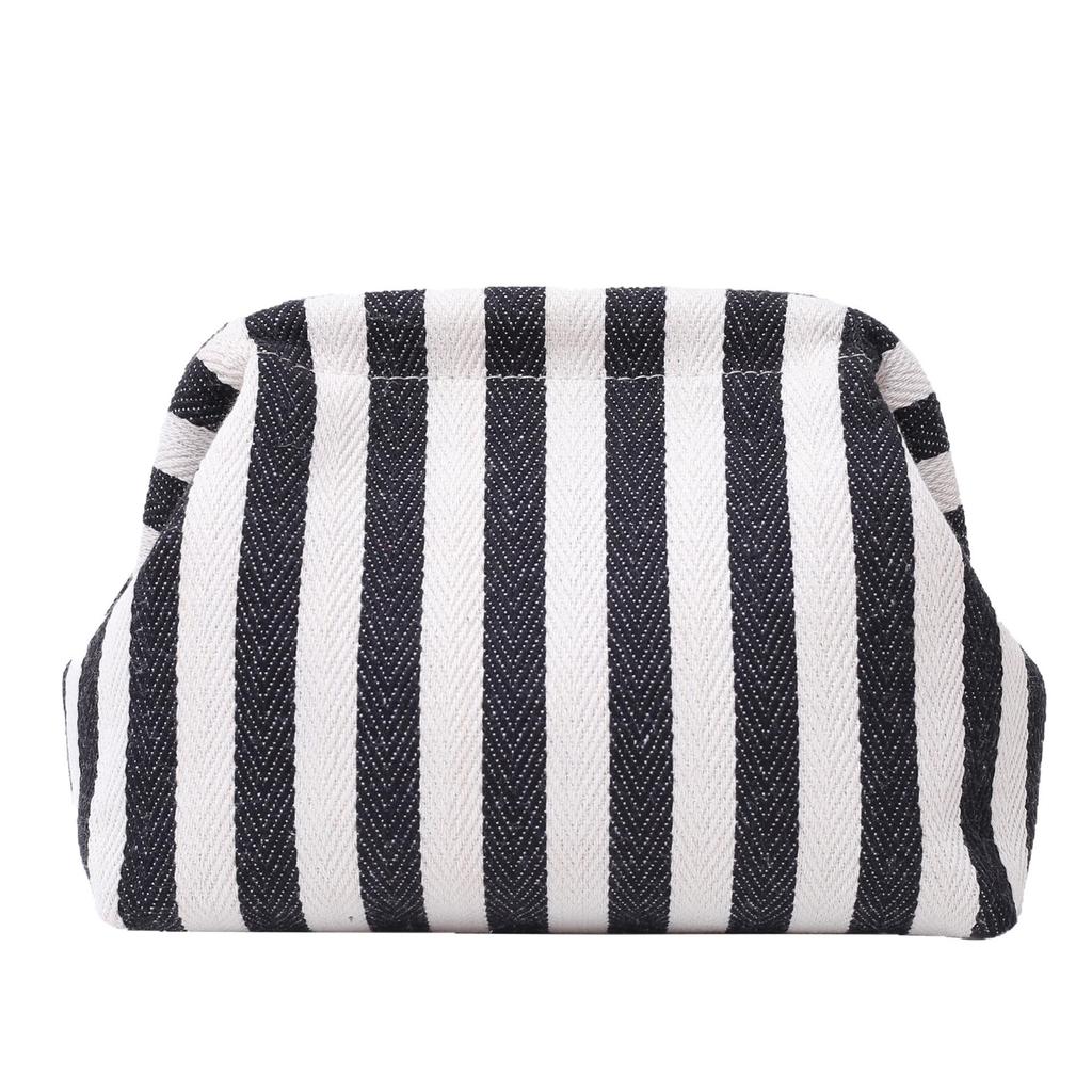 Trendy Color Block Stripe Makeup & Coin Storage Clutch for Women
