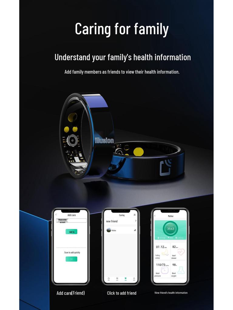 R20 Keramik Wasserdichter Smart Ring: Überwacht Herzfrequenz, Blutdruck, Blutsauerstoff, Schlaf, Bewegung & unterstützt NFC.