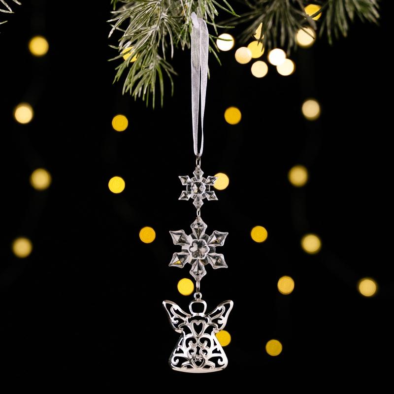 1 Piece Christmas tree decoration acrylic transparent hanging ornament ice crystal pendant snowflake ice crystal iron pendant