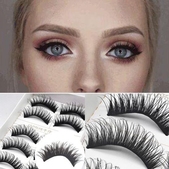 

5 Pairs Black Cross Thick False Eyelash Women Soft Long Makeup Eye Lashes