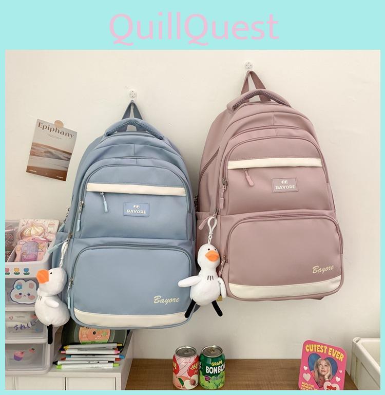 Bayore Letter Pattern Girls School Backpack With Polyester Material And Multiple Pockets For Daily Use