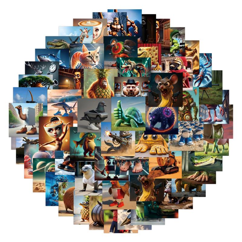 80PCS Italian Brainrot Stickers Tung Tung Tung Sahur Tralalero Tralala Stickers for DIY Skateboard Water Bottle Fridge Decor