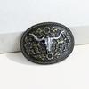 4.0Cm Inner Diameter Western Denim Belt Buckle Retro Silver Bull Skull Large Plate Buckle Retro