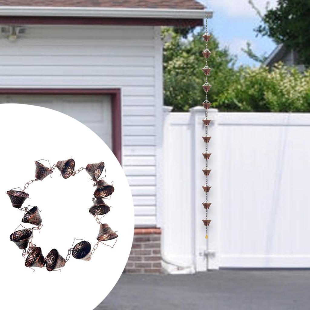 Rain Chain for Gutter Garden Outside Gazebos Decorative Roofs for Divert Water Sheds Outdoor Replacement Downspout 280cm Long