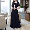 ZANZEA Women Short Sleeve Blouse and Skirts Summer Two Piece Suit Sets
