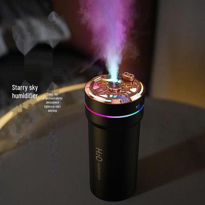 Creative Starry Sky Projection USB Mini Humidifier with Start-Stop Function and Colorful Atmosphere Light.