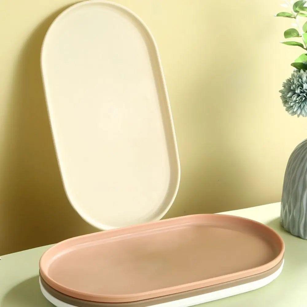 1Pcs Stackable Dessert Tray Oval Shaped Food Serving Tray Durable Fruit Plate for Home Kitchen