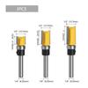 1/3/4ks 1/4 palce 6,35mm šablona stopky oříznutí závěsu Dlabací frézovací bit Fréza s přímým koncem Čištění zarovnávací čepové frézy pro obrábění dřeva