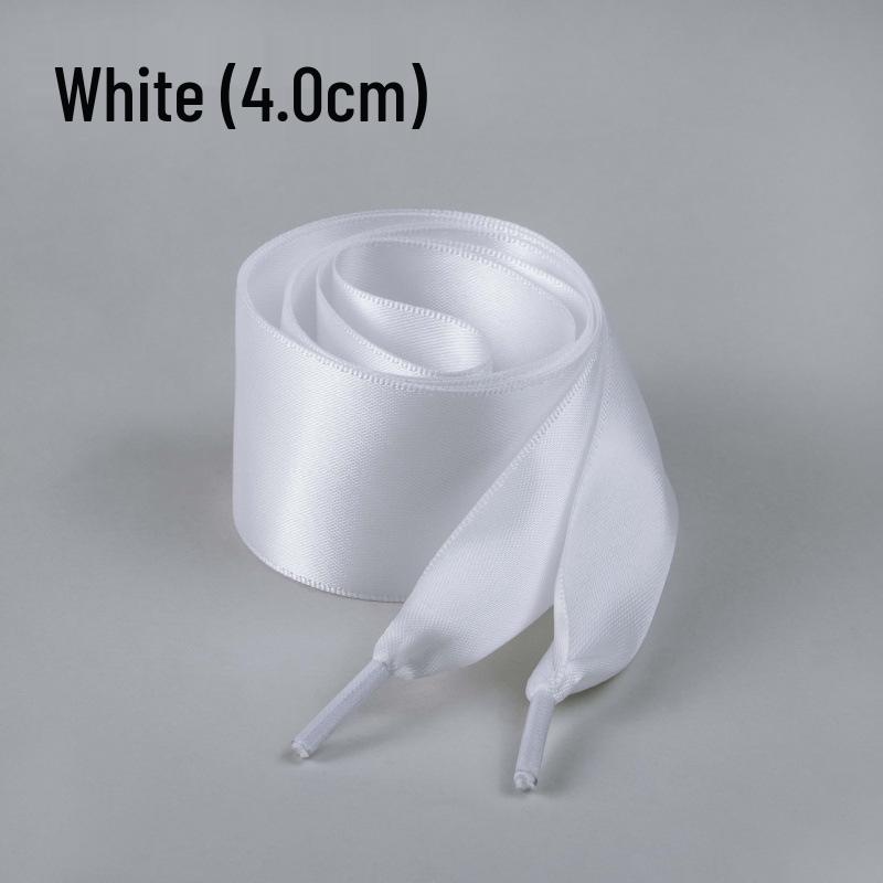 Silk Ballet Style Wide Flat Shoelaces with Bow, Suitable for Wide Holes In White or Black
