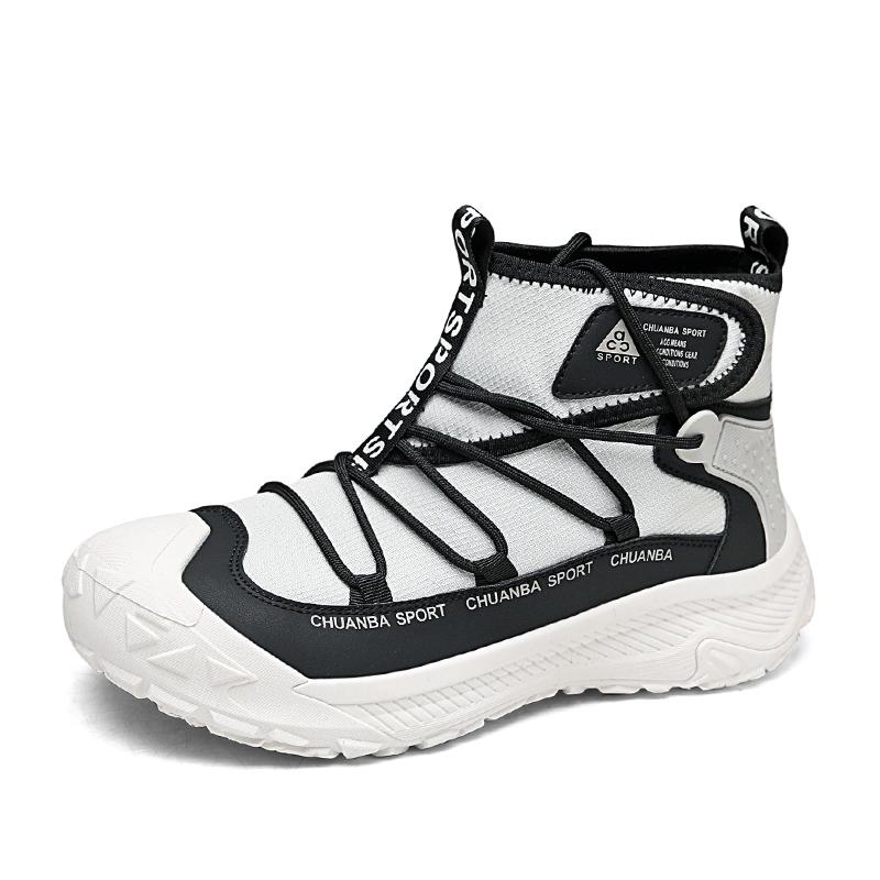 2025 Outdoor Green Walking Shoes Men Fashion High Top Casual Boots Men Platform Breathable Hiking Shoes For Men Trekking Boots