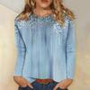 Women's Basic Long-sleeved T-shirt, Round Neck, Leaf Print, Plain Top, Everyday Pullover, Party Gift, Versatile T-shirt