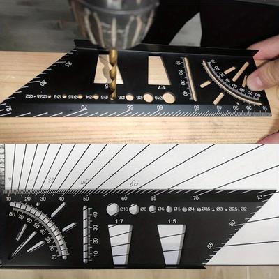 1PC Aluminum Alloy Smooth Carpentry Ruler 3D Mitre Angle Measuring Gauge Square Size 45 Degree and 90 Degree Marking Accurate Measure Multitool