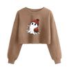 Women's Fashion Halloween Printed Navel-Exposed Long Sleeve Pullover Sweatshirt
