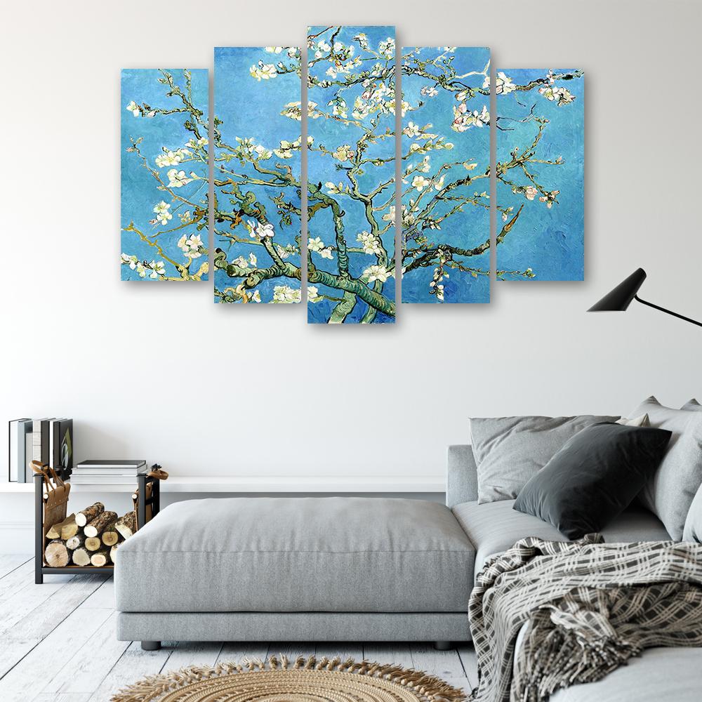 Five Piece Picture Canvas Print Almond Blossom Vincent Van Gogh