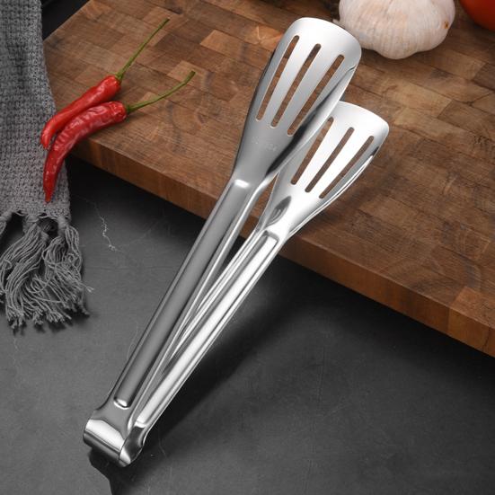 Stainless Steel Serving Tongs Heat Resistant Kitchen Tongs Non-Slip Food-Grade U-Shape Cooking Tongs for BBQ Buffet Bread Frying