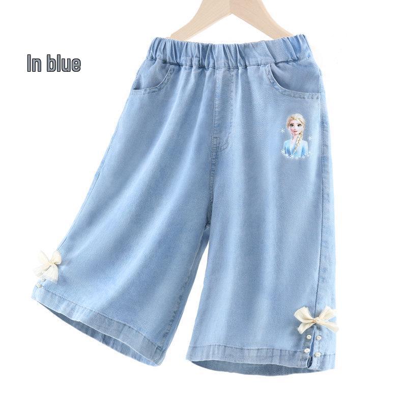 Girls' 2026 Summer Lightweight Denim Sports Capris