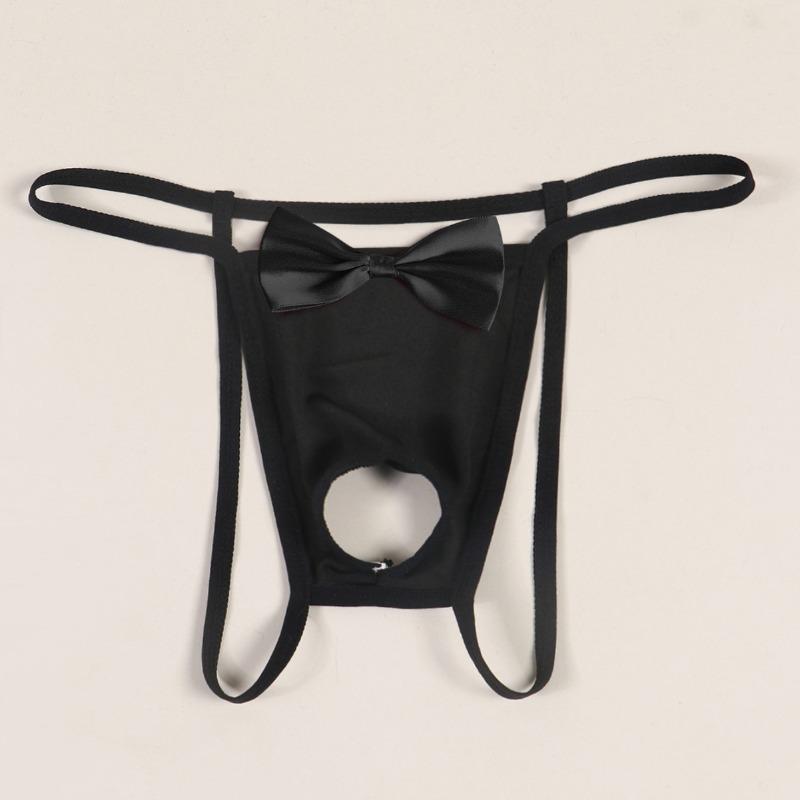Tanga Sexy Masculina Sem Fundo Gentleman Tentador Lingerie Calcinha Com Laço Frente Aberta Costas T Fio Dental Garçom Smoking Fantasia Cosplay