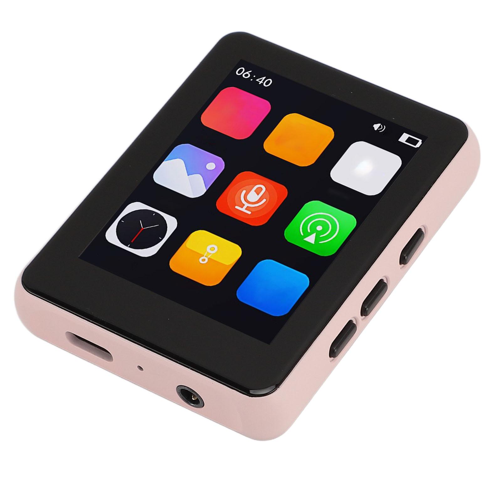 

MP3-плеер 128 ГБ 2,4-дюймовый сенсорный экран HiFi качество звука Bluetooth портативный музыкальный плеер с розовый