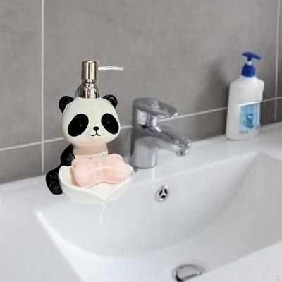 2 In 1 Panda Soap Dispenser, Pump Bottle with Dish, Liquid Hand Dispenser