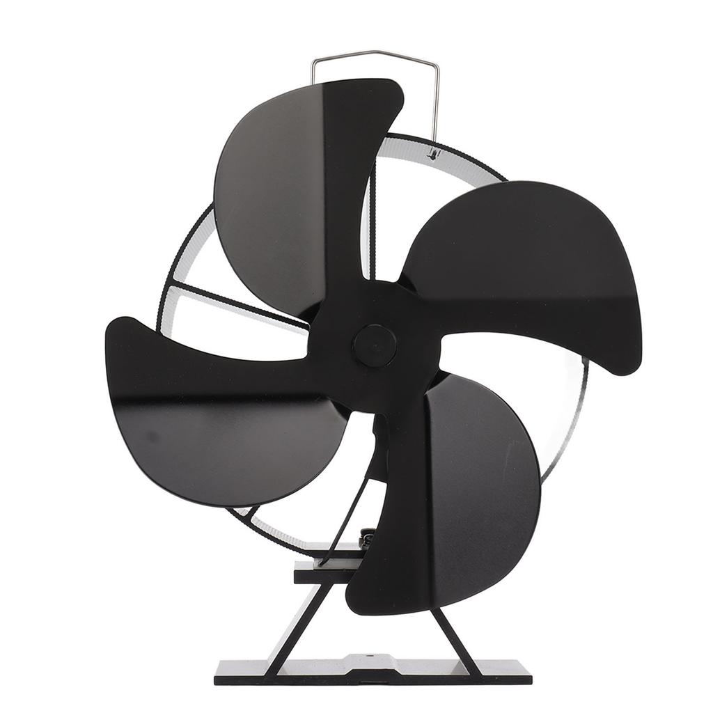 Heat Powered Stove Fan Aluminum Alloy 4 Blades Strong Wind Fireplace Fan for Home