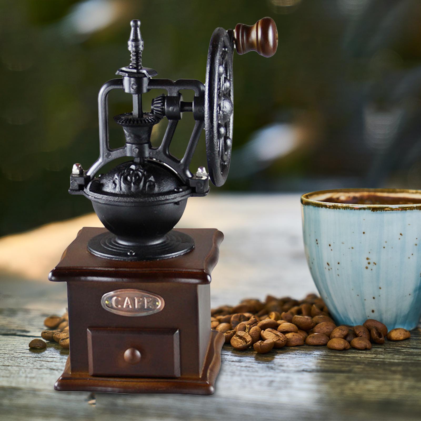 Винтажная керамическая жерновая ручная кофемолка с ящиком Антикварная кофейная мельница для офиса, дома, пикника, кемпинга, кухни