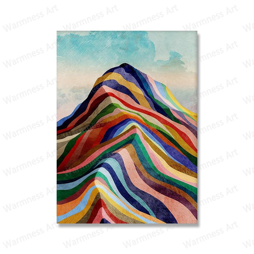 Mountain Poster Sun Sea Rainbow Ridge Canvas Painting Nordic Wall Art Print Landscape Pictures For Living Room Office Home Decor No Frame