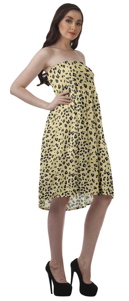 Moomaya Kvinner Sundresses Tube Kjole Trykt Smocked Kvinner Boho Kne Lang