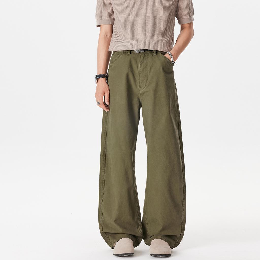 American Casual Loose Trend Pants Men's Spring New Scimitar Pants Drape Commuting Versatile Cotton Long Pants