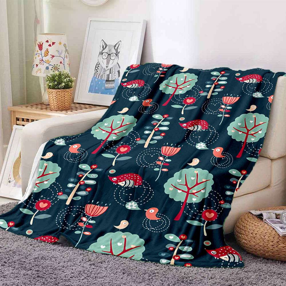 1pc Forest Creatures Lightweight Flannel Blanket, Comfortable and Warm Blanket, for Office and Camping Sofa Bed, Livingroom127