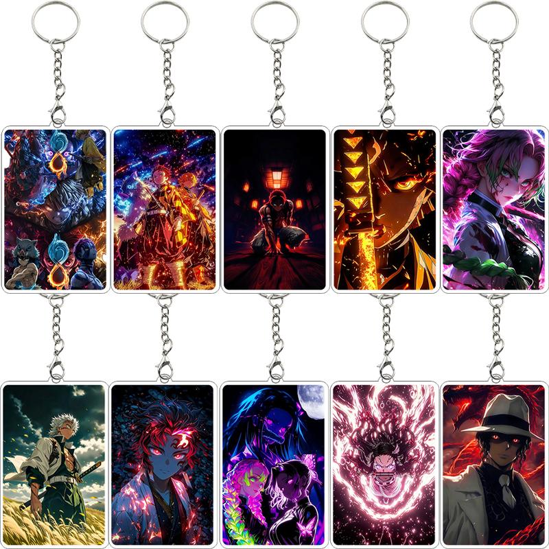 Fashion Anime Acrylic Keychain Accessories Tomioka Giyuu Kanroji Mitsuri Nezuko Cartoon Car Charm Pendant Gifts Toys Wholesale