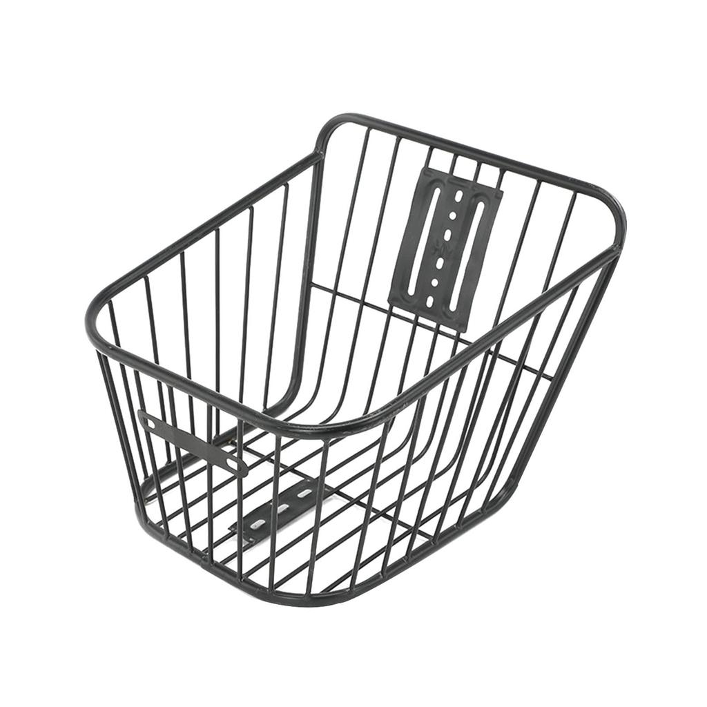 Rear Bicycle Storage Basket Metal without Lid Strengthened Frame Black Sturdy Universal Accessory