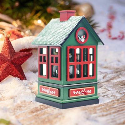 Christmas Music Box Decoration Farmhouse Holiday Decor House Shaped Tabletop for