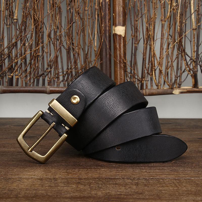 American Ami Kaji Thickened Retro Vegetable Tanned First Layer Cowhide Belt Men'S Genuine Leather Pin Buckle Belt Men'S Casual Versatile