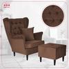Gaja Wing Chair with Footrest Scandinavian Family Furniture Brown Walnut