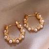 Gold White Pearl Ear Buckle Niche Premium Exquisite Versatile Earrings