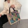 Vintage Flowers Pattern Women's Handbags Cotton Linen  Tote Bags Eco-Friendly Shopping Pouch