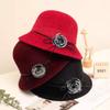 Cappello da donna vintage con secchiello, fiocco solido, in feltro di lana, Fedora, invernale, autunnale, da donna, a cupola, in feltro, per matrimonio, chiesa, jazz, bombetta