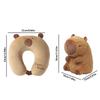Nackenkissen Flugzeug 2 in 1 Capybara Plüsch Schlafkissen U-Form Nackenstütze Reisekissen für Erwachsene Kinder Flugzeug Auto
